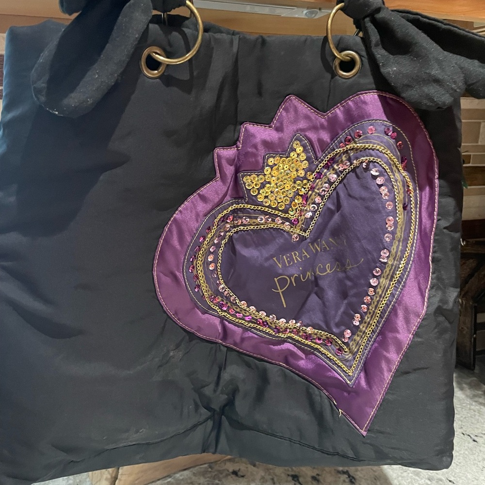 Vera Wang Princess Black and Purple Tote Bag